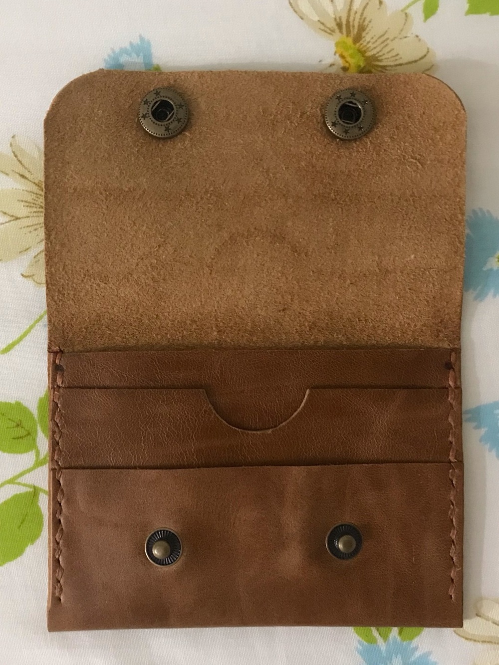 Handmade Genuine Brown Leather Snap Wallet